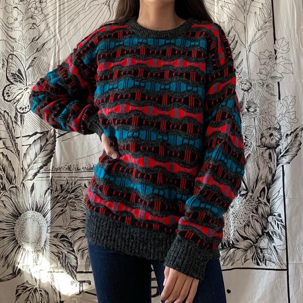 vintage pattern ski sweater